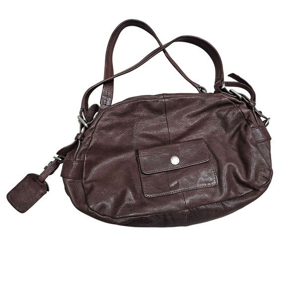 Witchery Brown Naked Leather Shoulder Bag With Front Pocket NO SHOULDER STRAP - Picture 1 of 10